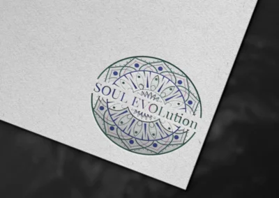 Mandala-inspired logo design for Soul Evolution featuring intricate linework and spiritual symbolism