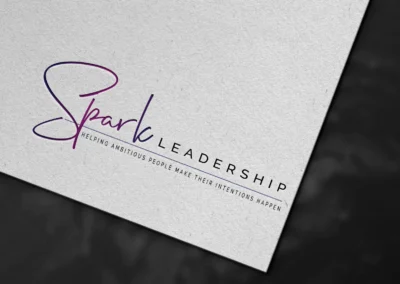 Logo design for Spark Leadership featuring modern script typography and professional branding layout