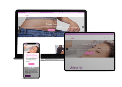 Responsive medical aesthetics website design by Watermint Crest displayed on desktop, tablet, and mobile