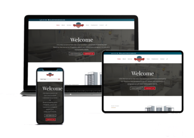 Responsive commercial service website design for USA Maintenance by Watermint Crest displayed on desktop, tablet, and mobile