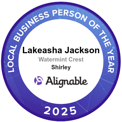 Lakeasha Jackson – Alignable Local Business Person of the Year 2025 Lakeasha Jackson named Local Business Person of the Year 2025 by Alignable in Shirley