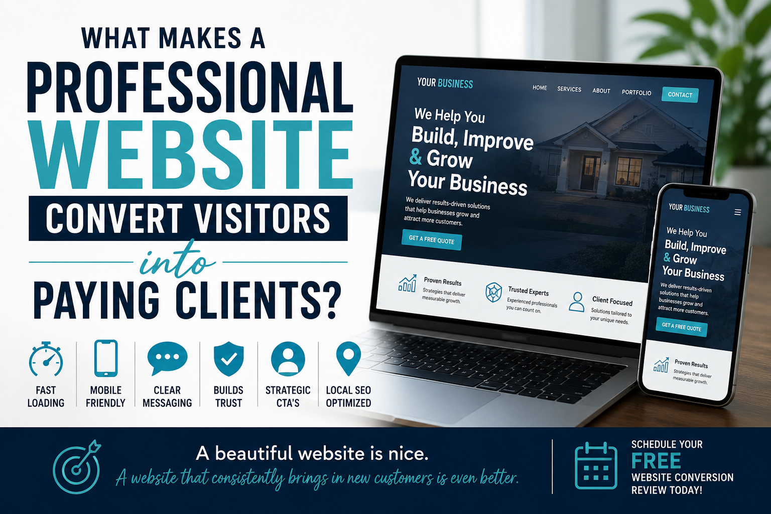 Professional website design that converts visitors into paying clients with clear messaging, mobile optimization, and Local SEO.