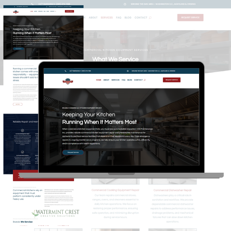 USA Maintenance Website Design & Development USA Maintenance commercial kitchen equipment website designed by Watermint Crest